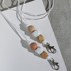 Teacher Lanyard - Pink/Beige/Granite