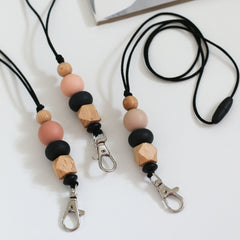 Teacher Lanyard - Pink/Beige/Black
