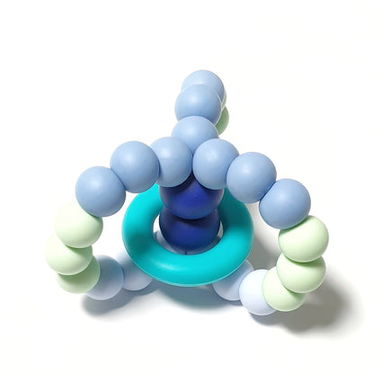 Blue triplet teether for babies - Freezer, dishwasher and steriliser safe. Non-toxic silicone. Handmade in Australia