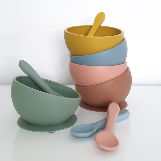 Silicone suction bowl & spoon set
