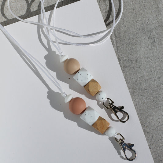 Teacher Lanyard - Pink/Beige/Granite