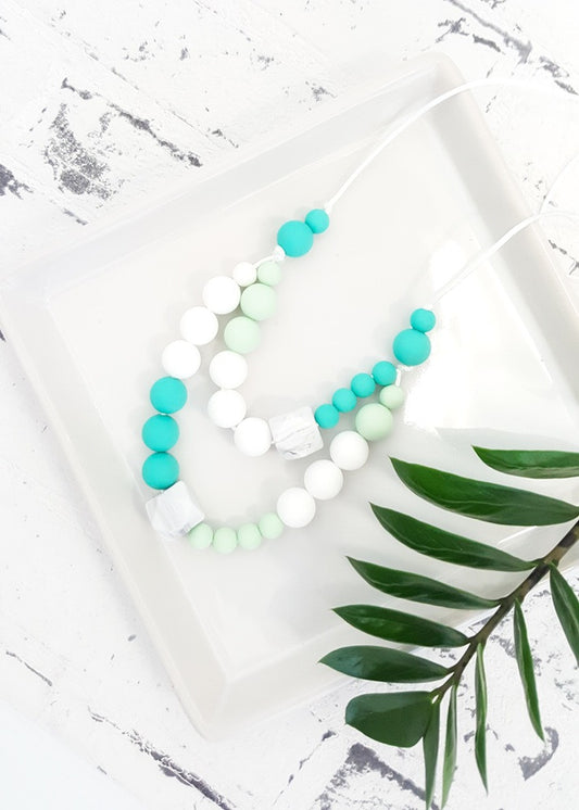 Our most popular design to date, the Double Dutch necklace is quite the statement with twin strands of easy care, Bpa-free silicone beads - Double Dutch Silicone Necklace - Bowerbird Creations