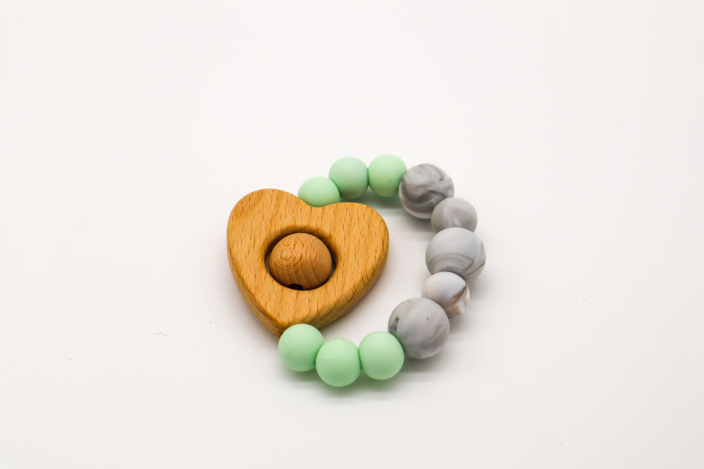 Valentino Teething Toy mint. Silicone and timber teether for babies